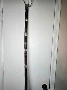 Brighton Black Croc Embossed Leather Belt Medium